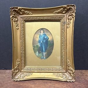 Vintage Elegant Gold Framed The Blue Boy Print